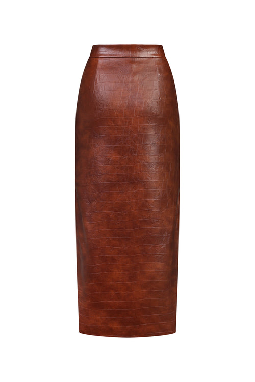 Allure Chocolat Maxi Skirt  in python print