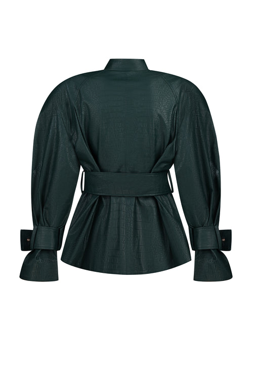Allure Dark Green Jacket  in python print