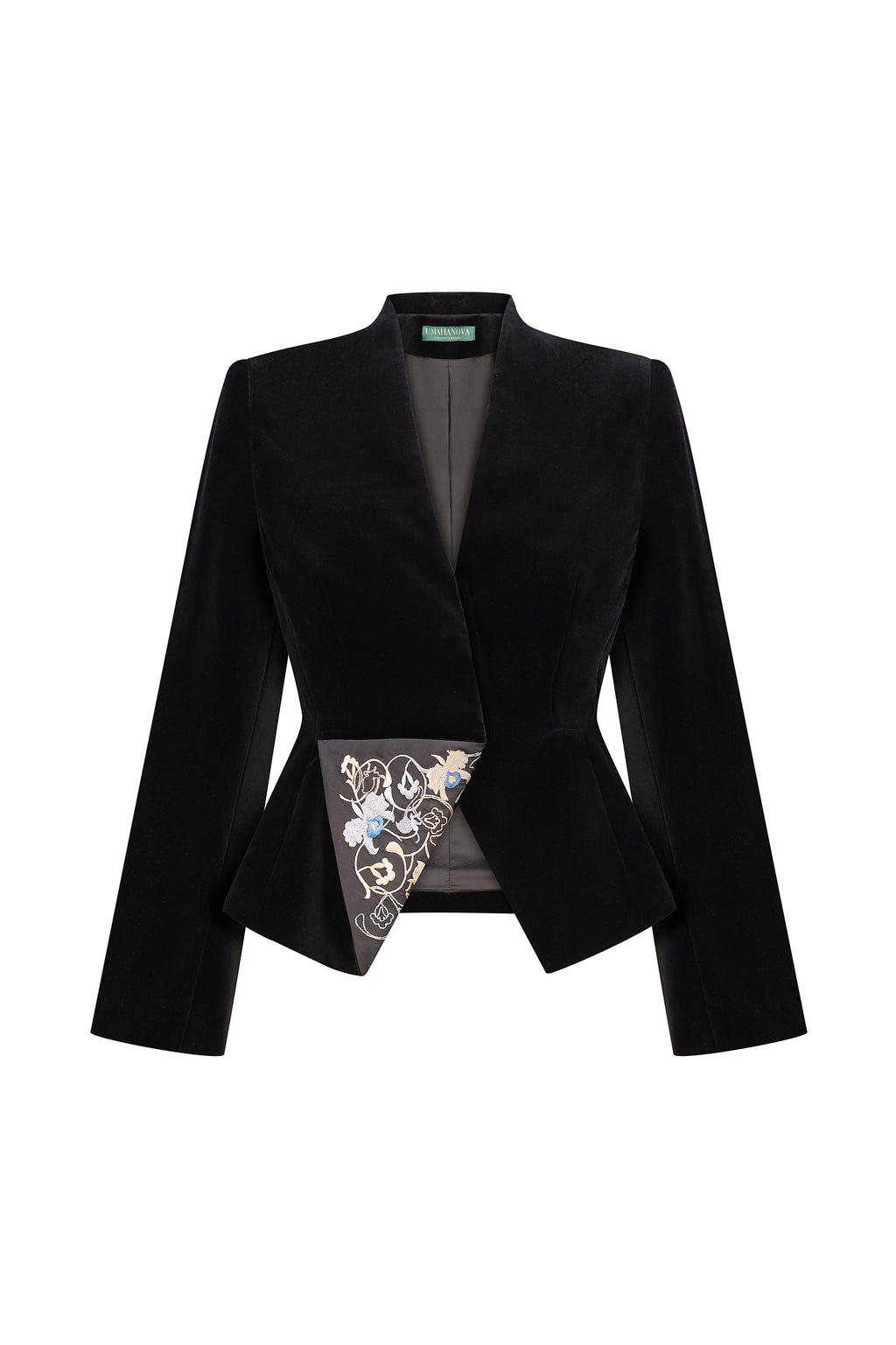 Velvet blazer with embroidery “Echo”
