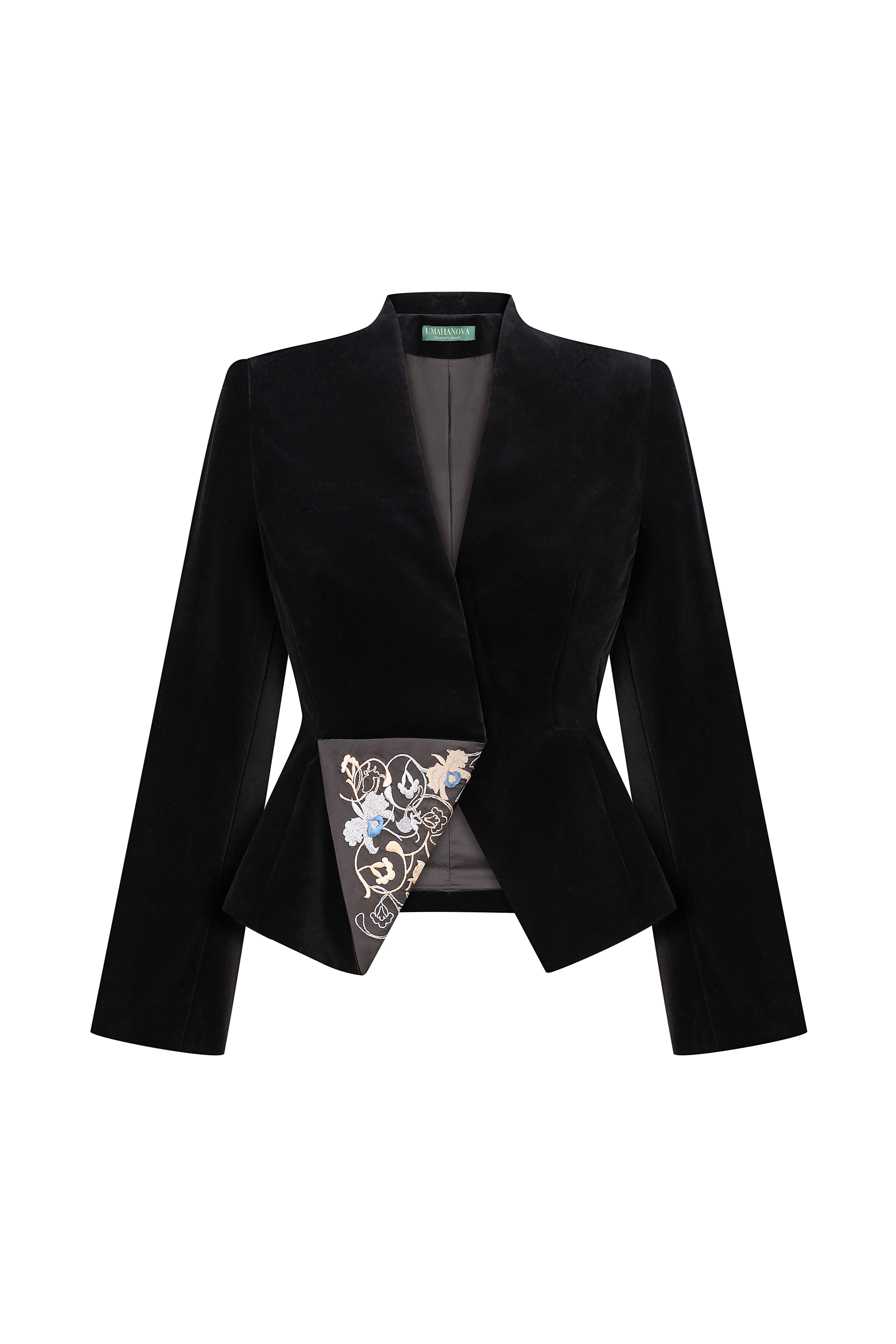 Velvet blazer with embroidery “Echo”