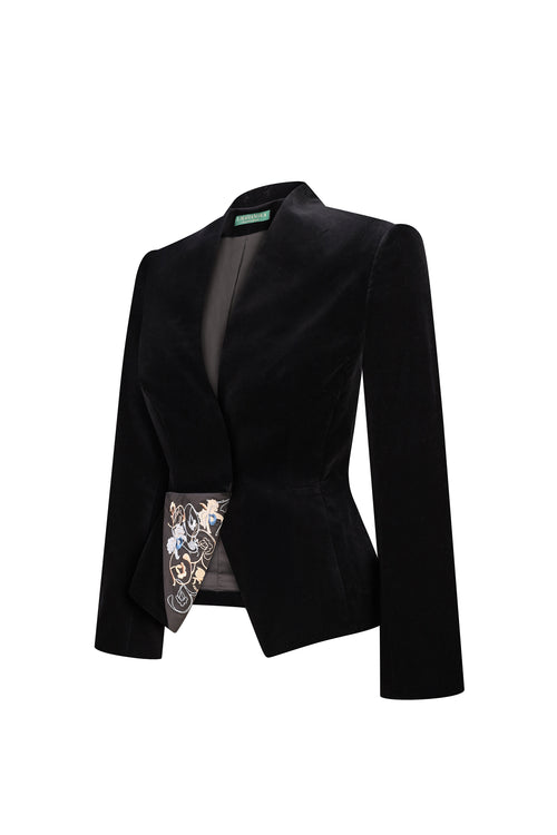 Velvet blazer with embroidery “Echo”