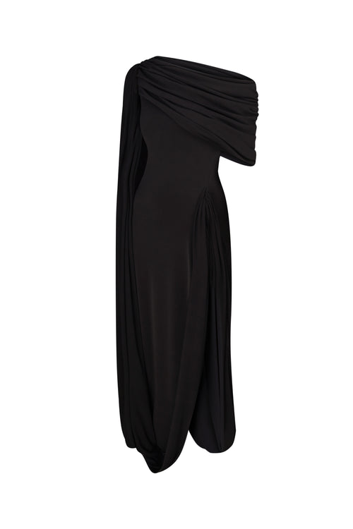 Draped jersey dress “Fluid”