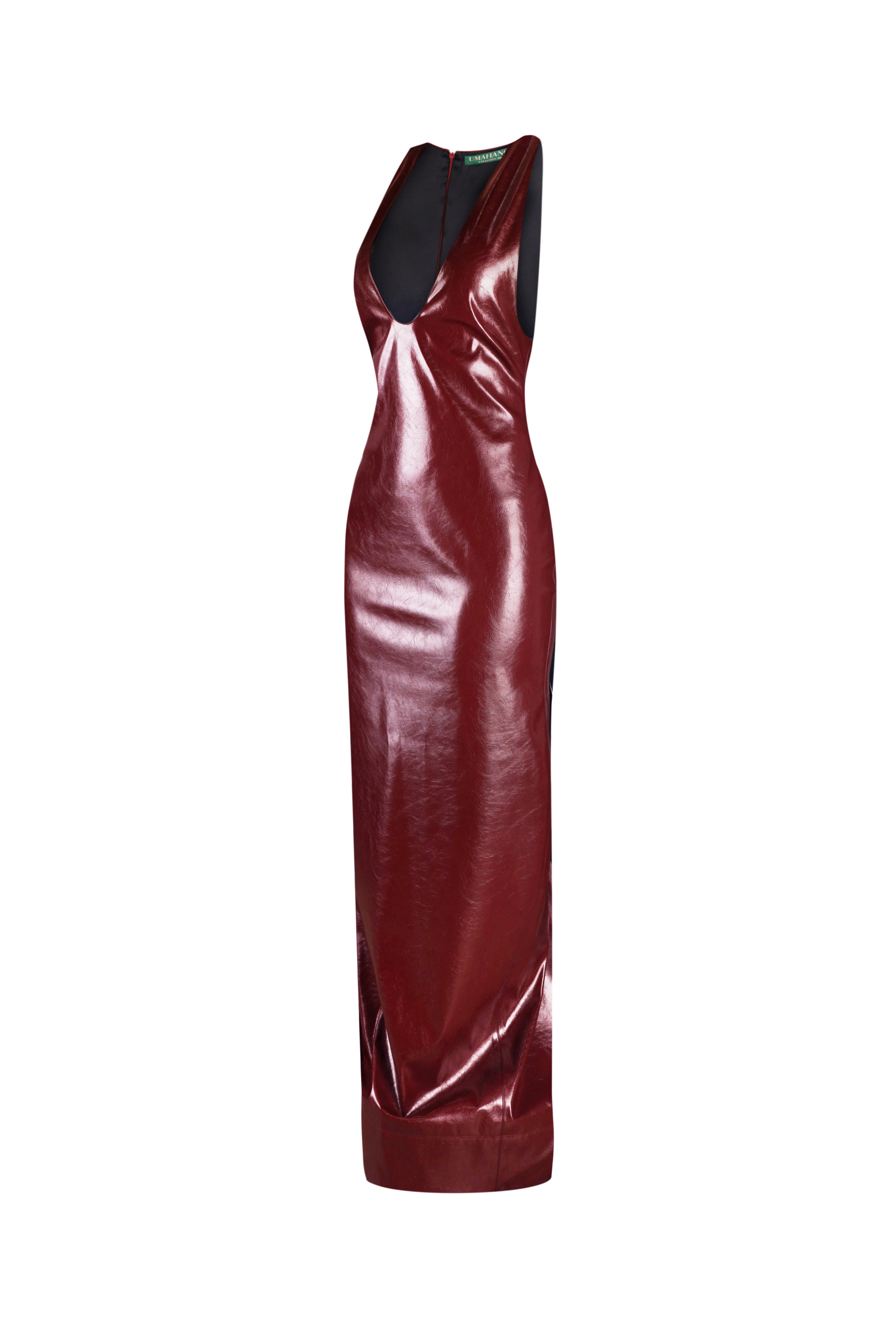 Allure Burgundy Maxi Dress | UMAHANOVA Designer Dress L Allure Burgundy Maxi Dress | UMAHANOVA Designer Dress L