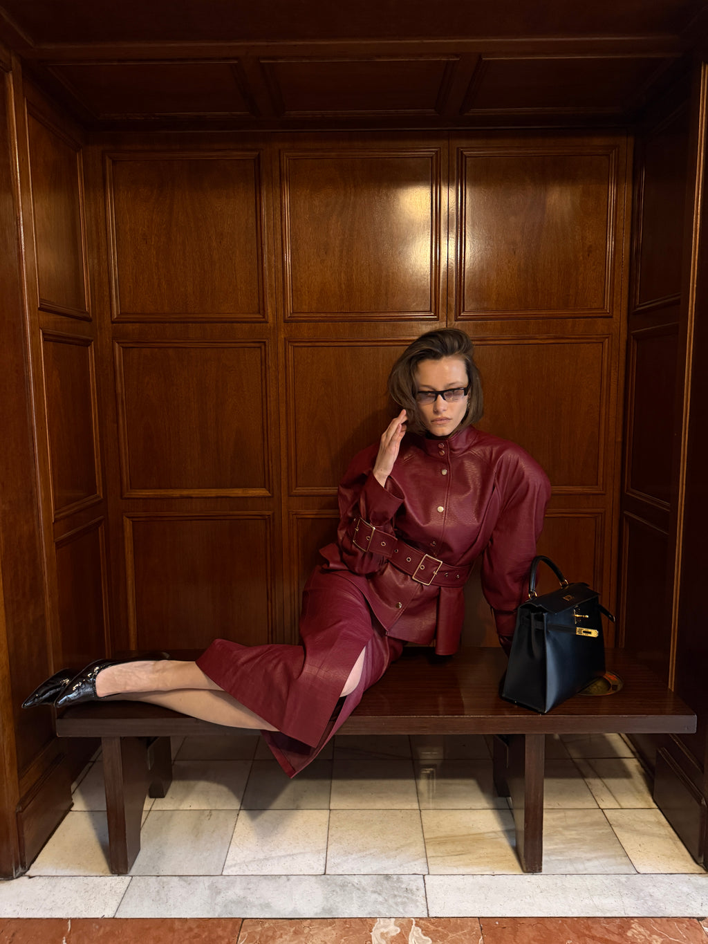 Allure Burgundy Jacket in python print