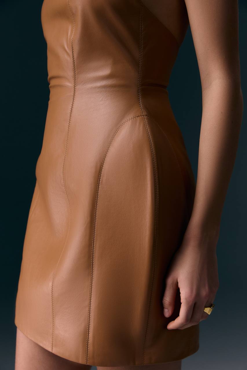 'Floret' Dress in Faux Leather