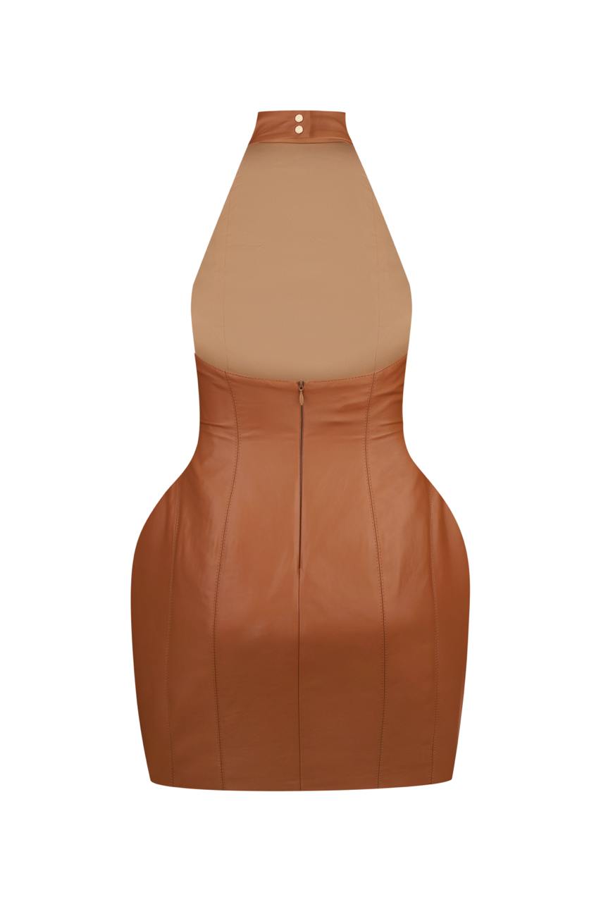 'Floret' Dress in Faux Leather