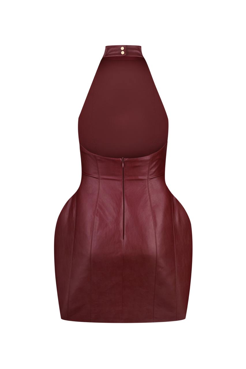 'Floret' Dress in Faux Leather