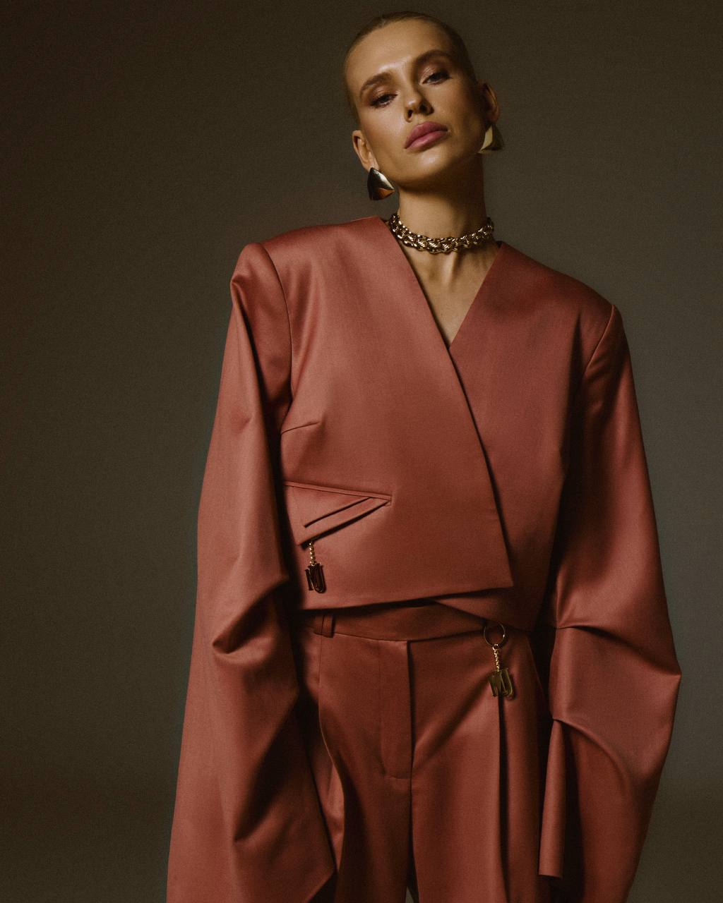 Flux Cropped Blazer Mocha Mousse
