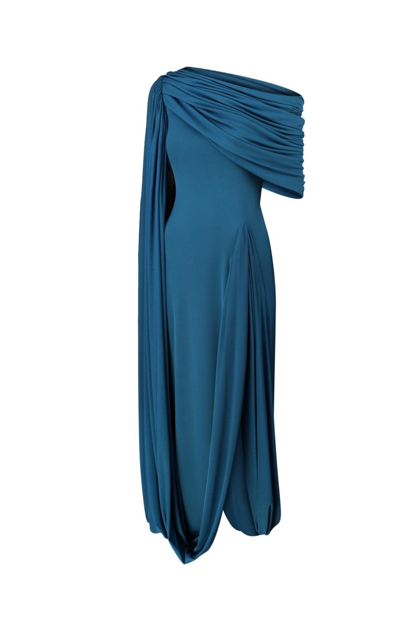 Draped jersey dress “Fluid”