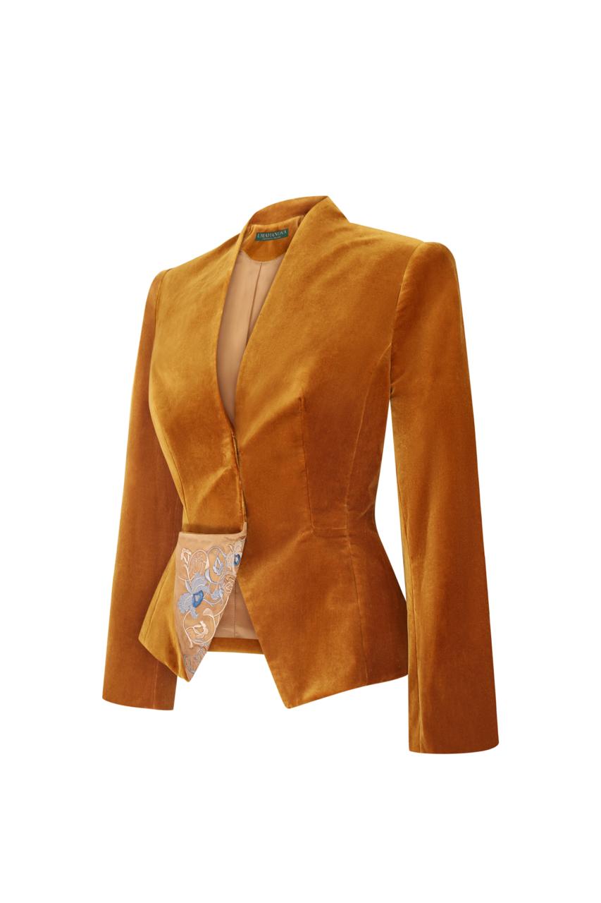 Velvet blazer with embroidery “Echo”