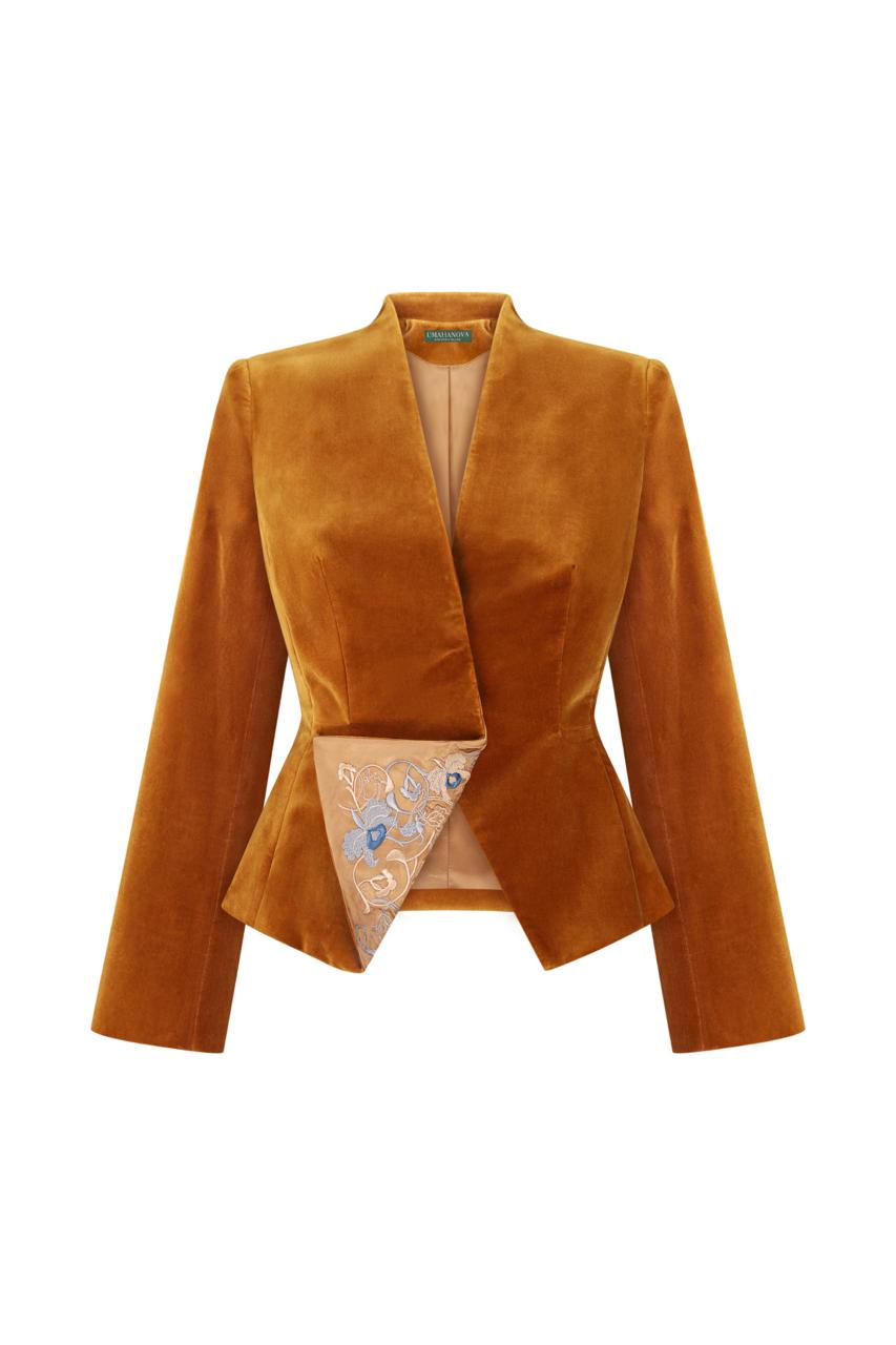 Velvet blazer with embroidery “Echo”