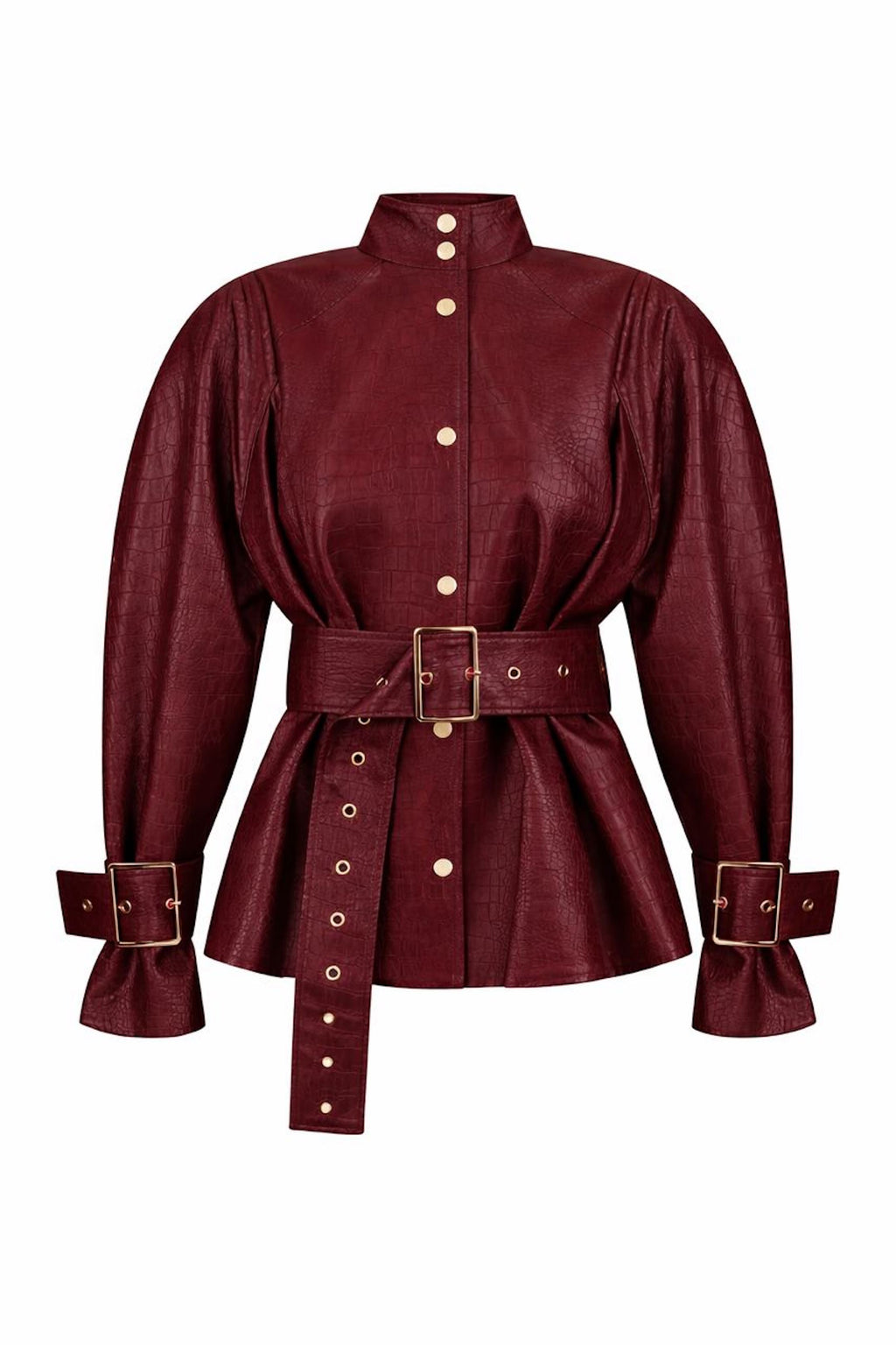 Allure Burgundy Jacket in python print