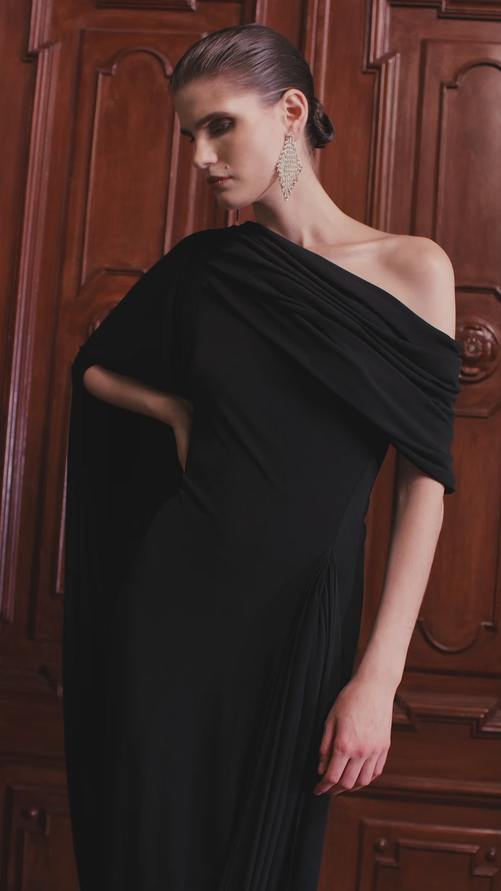 Draped jersey dress “Fluid”