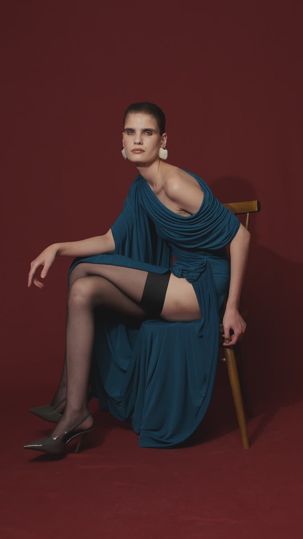Draped jersey dress “Fluid”